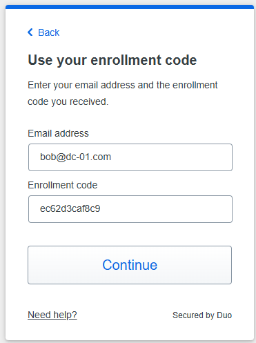 Enroll the on-site contractor by creating a password and enrolling a secondary authentication device - 2