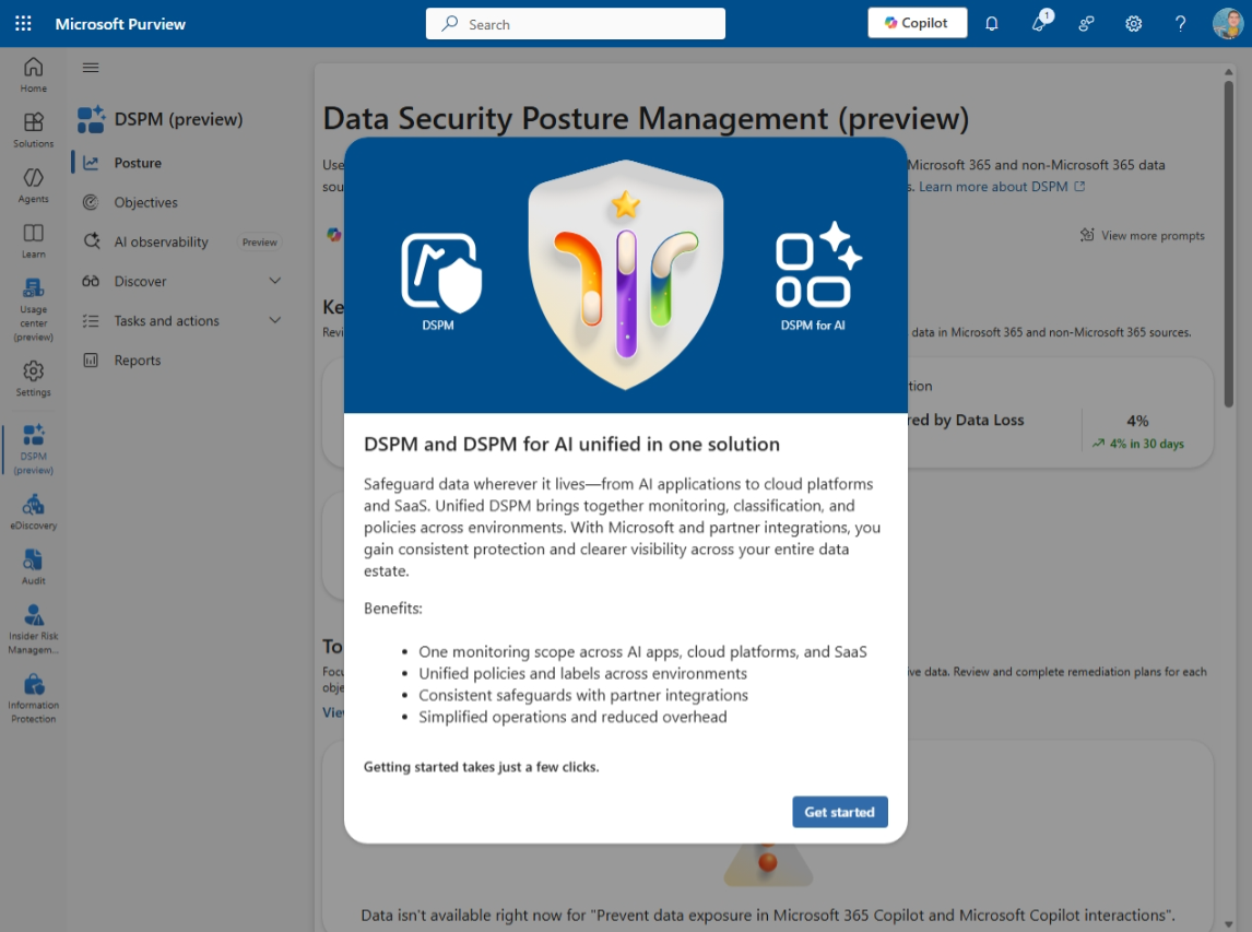 Navighează la Data Security → DSPM (preview)