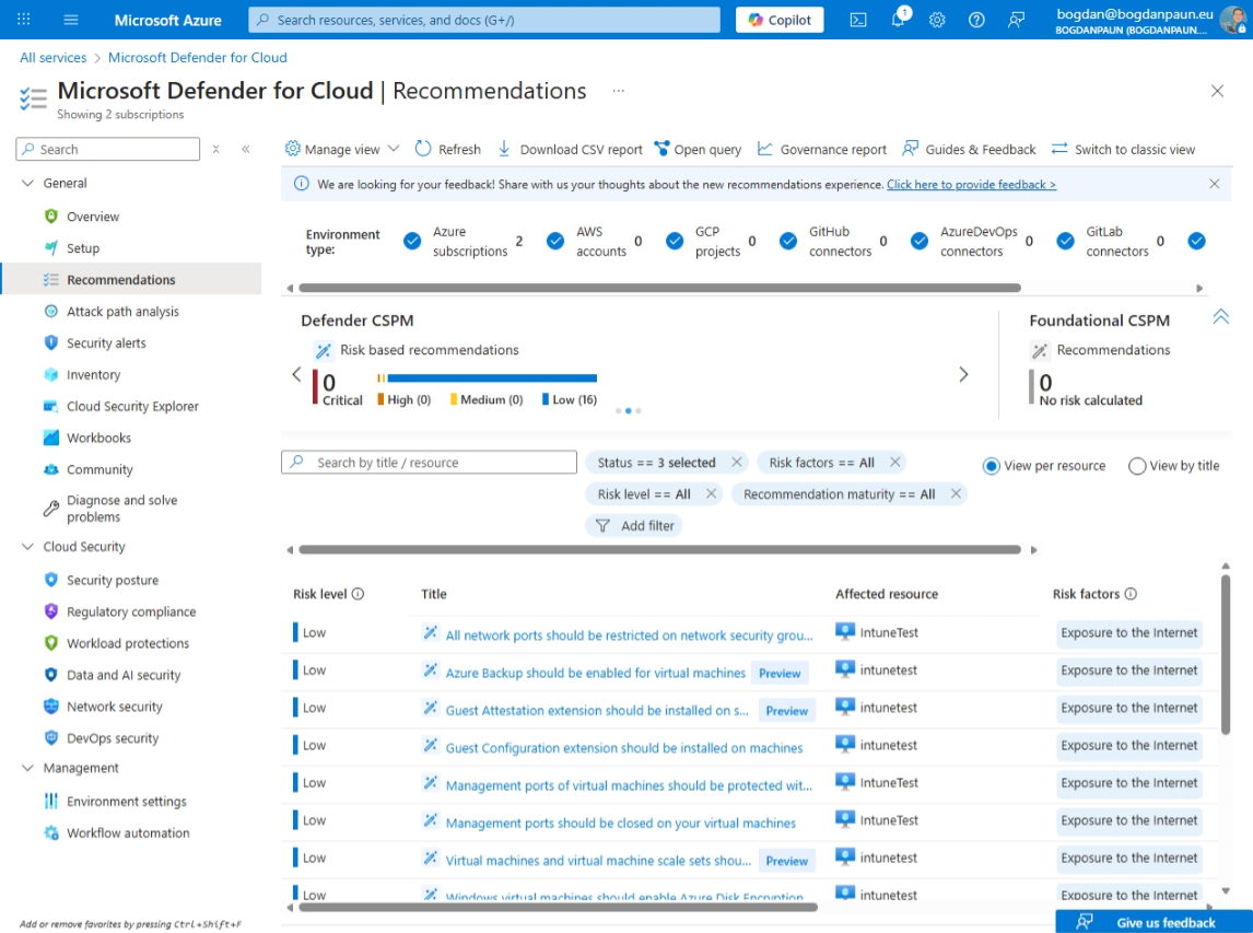 În Defender for Cloud 